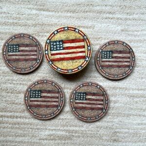 ThirstyStone Patriotic American Flag Drink Coasters Old Glory Set of 4